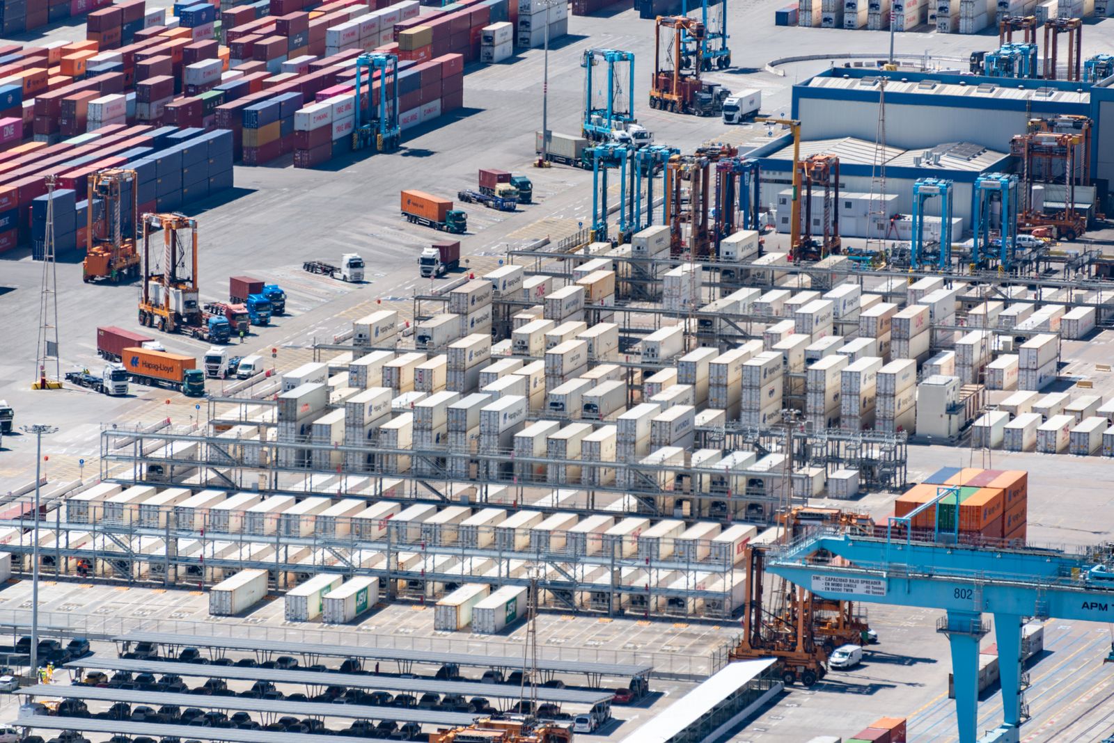 A busy container terminal in operation